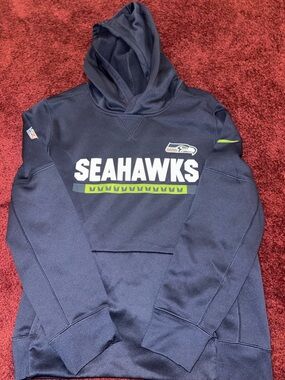 Nike Seattle Seahawks NFL Therma Fit Hoodie Sweatshirt Youth Large Blue Green